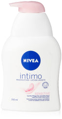 NIVEA Intimo Sensitive wash bottle with pump for easy daily cleansing.