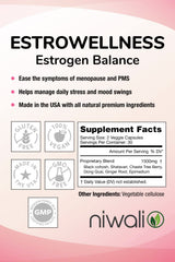 NIWALI Estrogen capsules close-up emphasizing plant-based veggie capsules