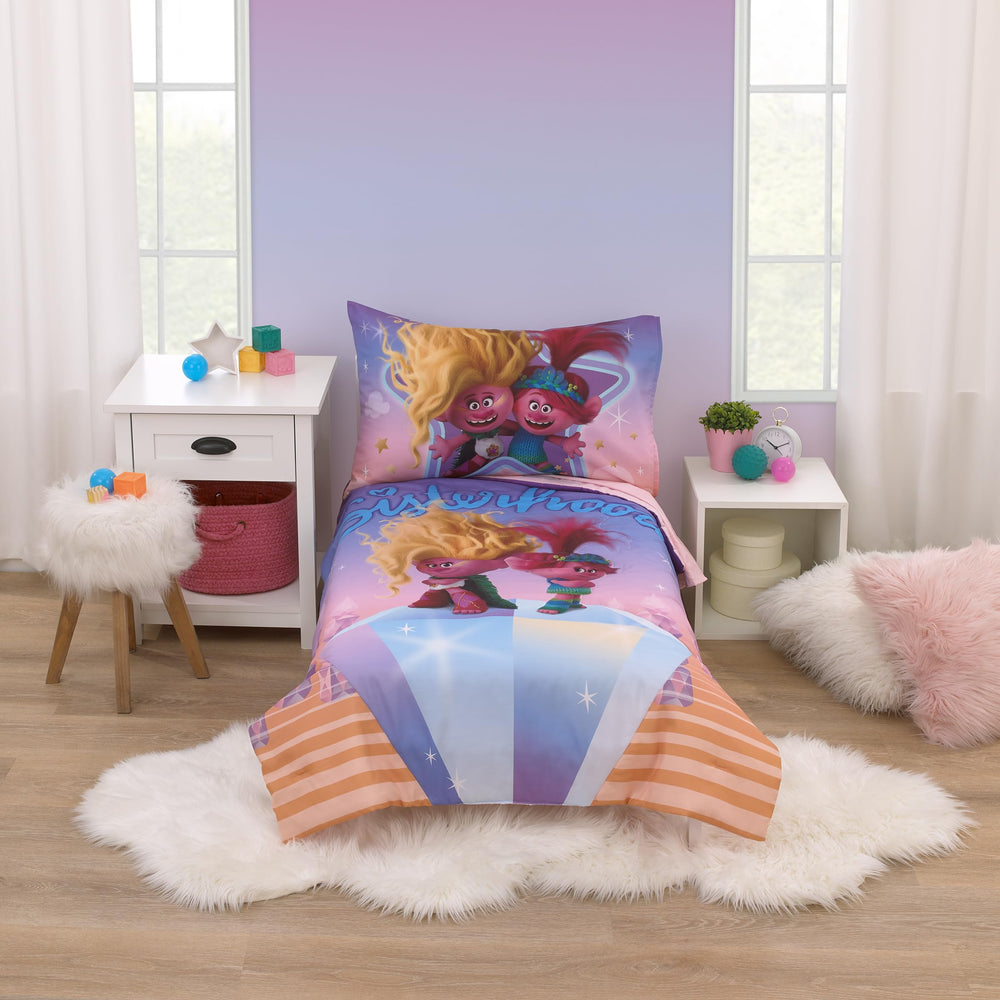 NoJo DreamWorks Trolls Glam Together comforter for cozy toddler bed decor.