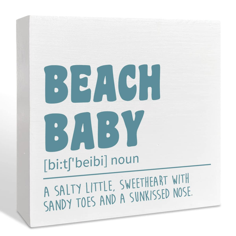 NKBINLILI Beach Nursery Box Sign brings coastal charm to shelves and walls.