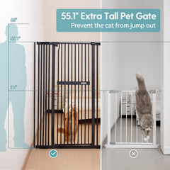 No Pawblems gate extensions in use showing adjustable width for stairs.