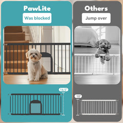 No Pawblems gate stands 16.5 inches tall to discourage jumping.