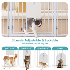 No Pawblems dog gate walk-through door provides convenient pet access.