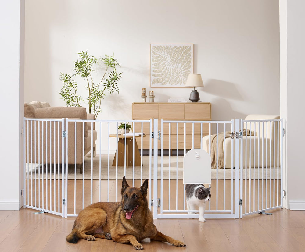 No Pawblems free-standing dog gate panel assembly for flexible room layouts.