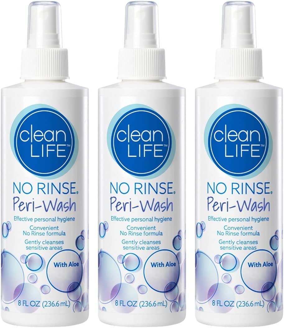 No-Rinse Peri-Wash 8oz bottle for convenient, rinse-free cleansing on the go