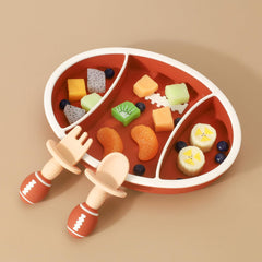 nohlerlife duck-shaped divided plate designed to keep foods separate for toddlers
