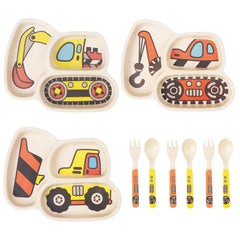 Nohlerlife excavator plate set supports independent eating with bright colors.