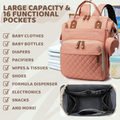 Noiclub diaper bag backpack with premium waterproof changing pad for quick diaper changes.