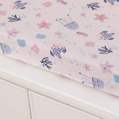 NoJo Blue Sea Friends changing pad cover in soft fabric for gentle baby care.