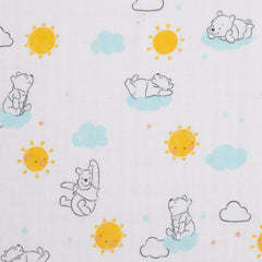 NoJo Pooh cloud pattern swaddle adds a dreamy motif for care routines.