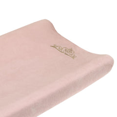 NoJo Disney Princess Enchanting Dreams pink cover with gold crown embroidery, fits a standard contoured changing pad.
