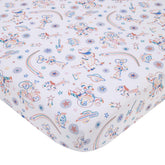 NoJo Disney Toy Story Woody and Buzz crib sheet with secure elastic edges for a snug fit.
