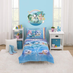 NoJo DreamWorks Not Quite Narwhal comforter with Kelp and friends for cozy bedtime.