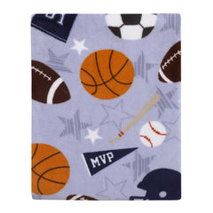 NoJo Everything Kids Sports blanket with basketballs pattern for cozy playtime