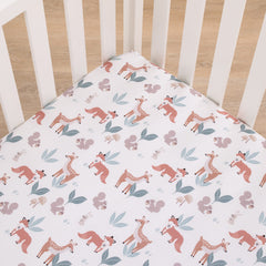 NoJo Little Love forest friends crib sheet in sage with snug elastic fit