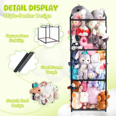 NomNest 3-tier display shelf illustrating visible plush display and clutter reduction