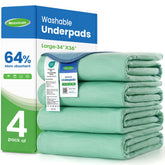 Noovirum washable underpads 34x36 in a four-pack, versatile home protection.