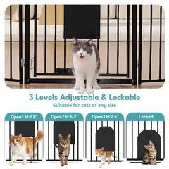 No Pawblems dog gate with small pet door panel ready for pet access and control.