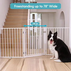 No Pawblems extra-wide option blocks large openings up to 78 inches.