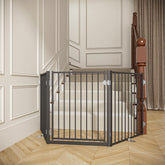 No Pawblems free-standing gate setup safeguards stairs and doorways.