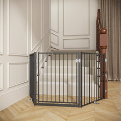 No Pawblems free-standing gate setup safeguards stairs and doorways.