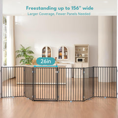 No Pawblems six-panel gate with door enables smooth dual-direction entry