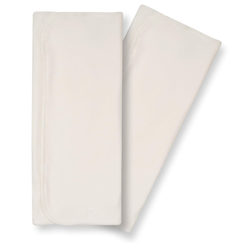 Nora's Nursery 3-layer cotton prefolds with snaps for quick diaper changes.