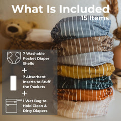 Nora's Nursery adjustable pocket diaper with snap closures for a growing baby