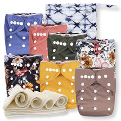 Nora's Nursery cloth diaper cover for adjustable fit and all-day use.