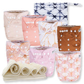 Nora's Nursery cloth diaper 7-pack with adjustable snaps for a versatile newborn-to-toddler fit.