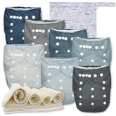 Nora's Nursery cloth diapers seven-pack offers adjustable fit for growing babies.