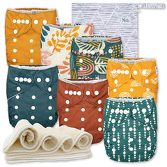 Nora's Nursery cloth diapers 7-pack overview for versatile newborn to toddler use.
