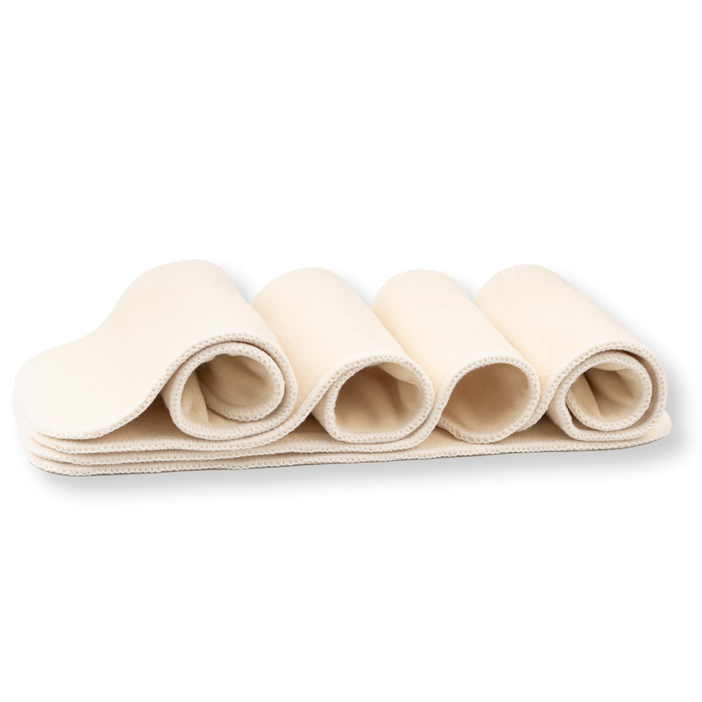 Nora's Nursery hemp inserts with 4-layer absorption support moisture management.