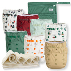 Nora's Nursery On the Farm 7-pack diapers front view for easy cloth diapering