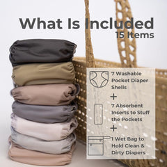 Nora's Nursery pocket diaper with inserts for reliable on-day absorbency.