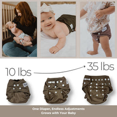 Nora's Nursery diaper cover interior snaps for secure prefold attachment.