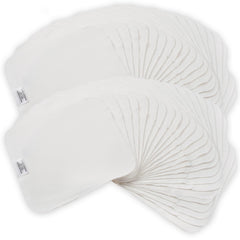 Nora's Nursery reusable wipes stack shows soft cotton for gentle baby care.