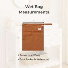 Close-up of the double-pocket design for separating damp items.