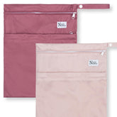 Nora's Nursery wet dry bag in rose with two pockets for organized outings.