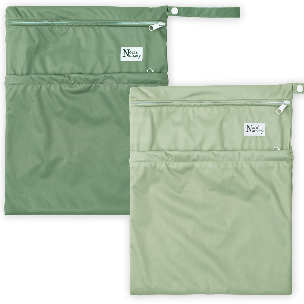 Nora's Nursery wet dry bag with two pockets keeps damp items separate for travel