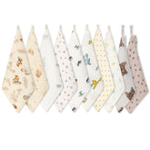 Norinori baby muslin washcloth with a cute cartoon pattern for gentle bath time.