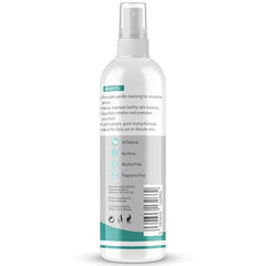 NOVEHA no-rinse setup showing water-free cleansing