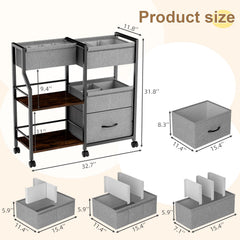 Novvia rolling cart wheels enable easy movement between rooms.