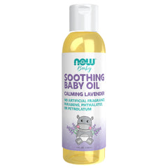 NOW Foods Baby Soothing Oil lavender bottle for calming bedtime routine