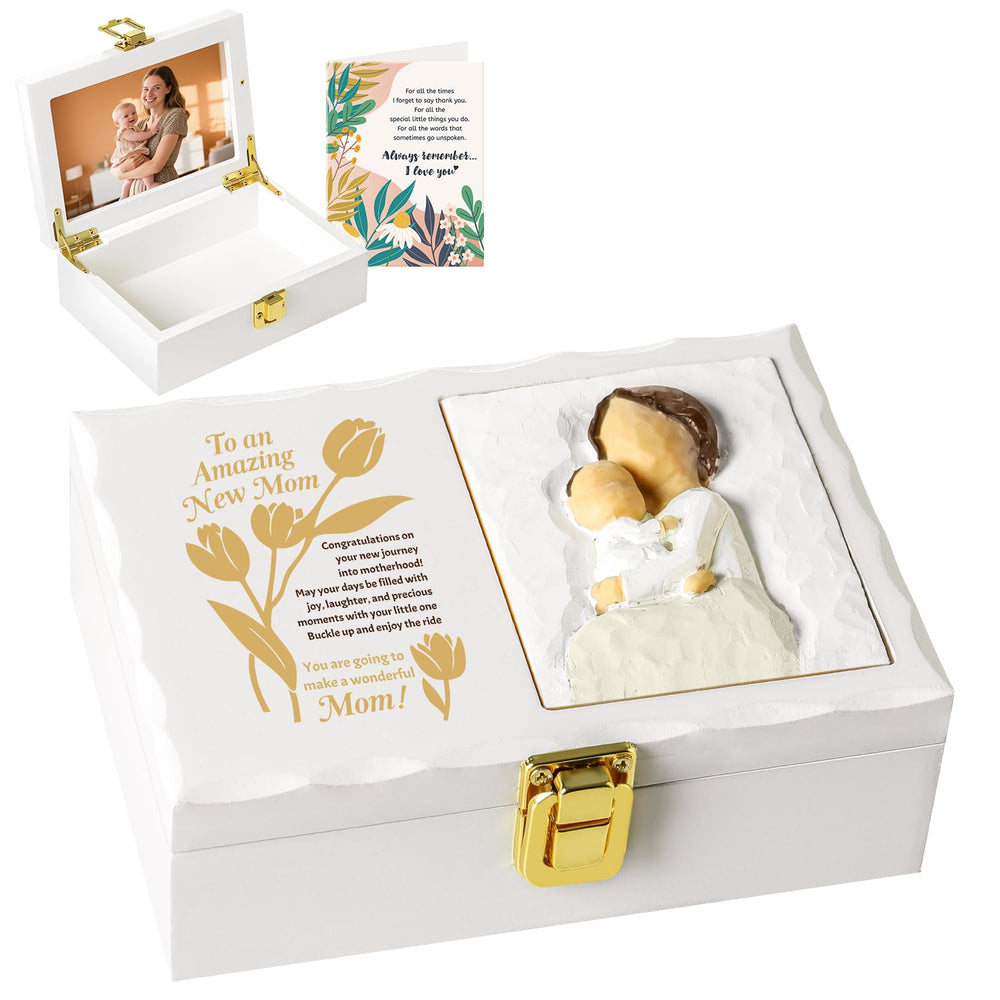 Nowizen keepsake box with engraved message for new moms, ideal for a First Mother's Day