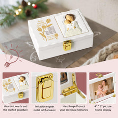 Nowizen wooden box with floral pastel gold accents on display shelf