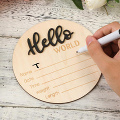 NQEUEPN wooden birth sign measuring 15 cm in diameter