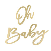 NQEUEPN Oh Baby banner gold wooden letters for baby shower backdrop.