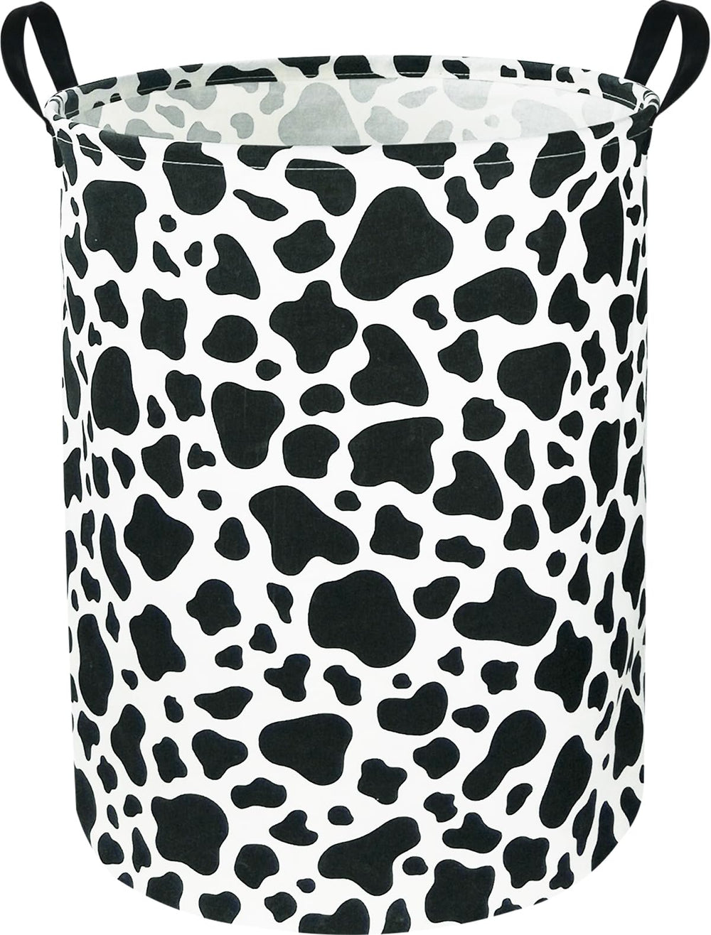 NTAOHAMPER Cow Laundry Basket with sturdy handles for easy transport and room decor.