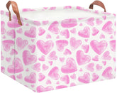 NTAOHAMPER rectangular storage basket with watercolor heart front view for tidy living spaces.